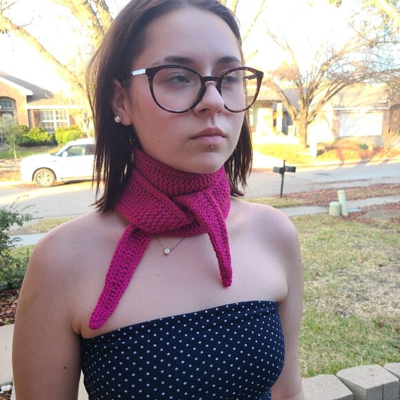 Sophie Scarf Classic Design Small Double Wrap Handmade Knitted Acrylic Magenta - Picture 11 of 15